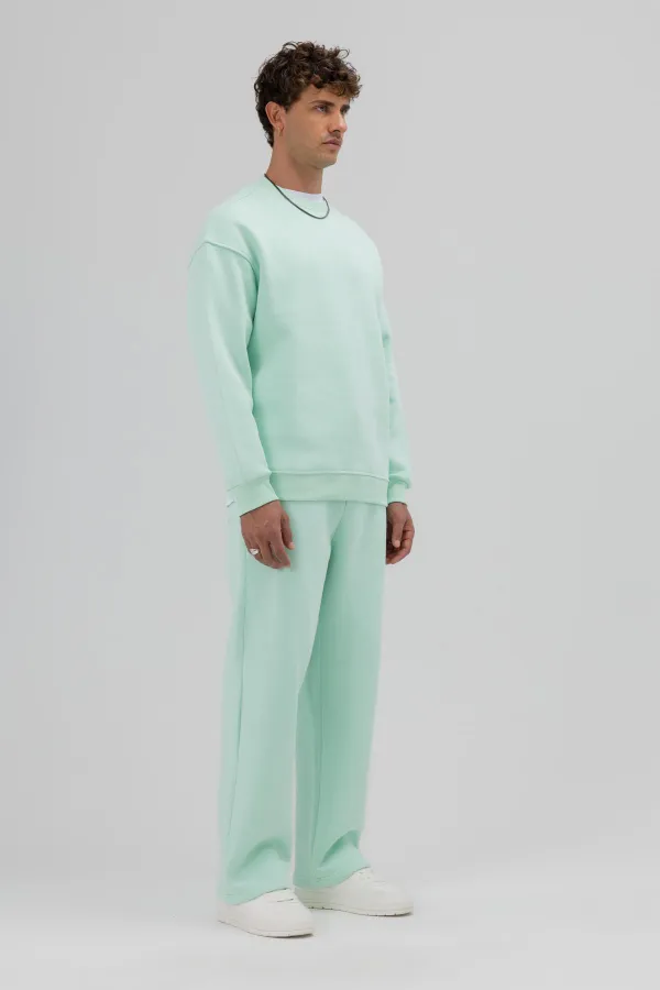 Sweat-shirt basique à col rond oversize menthe