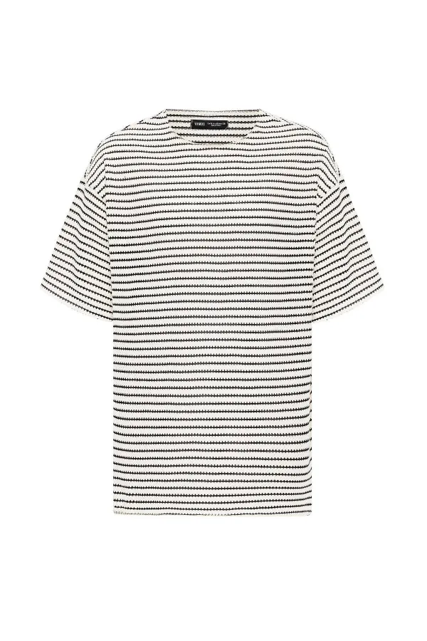 T-shirt rayé oversize en maille noire