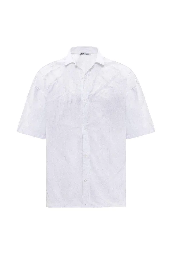 Oversize Washed Poplin Shirt, Ecru