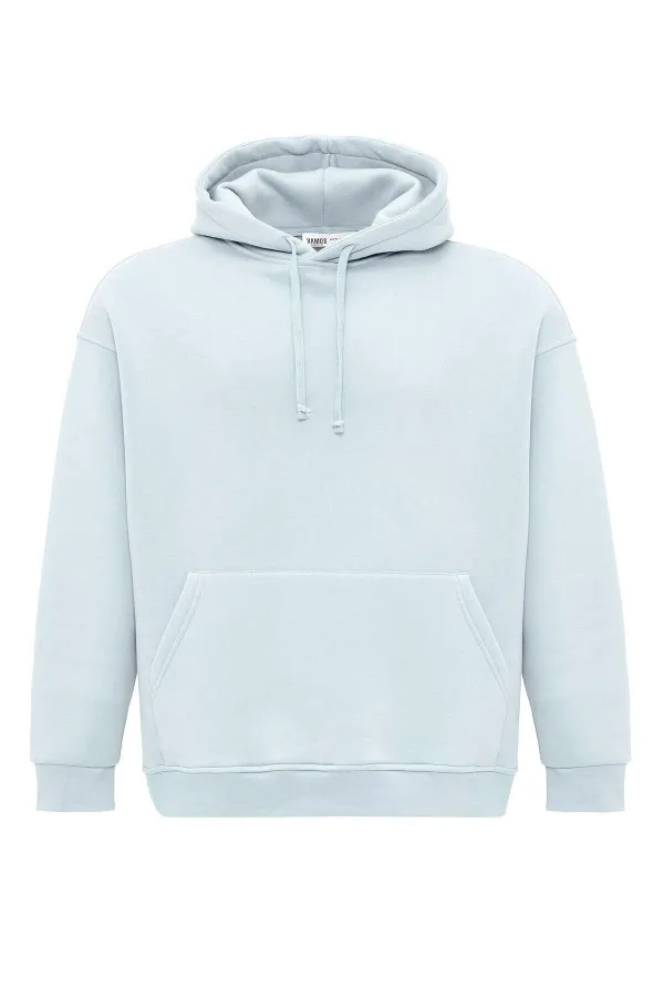 Sweat à capuche basique oversize délavé bleu ciel