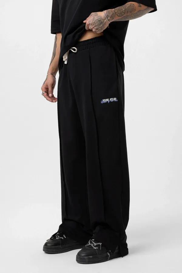 Paça Yırtmatçlı Oversize  Eşofman Takım Siyah