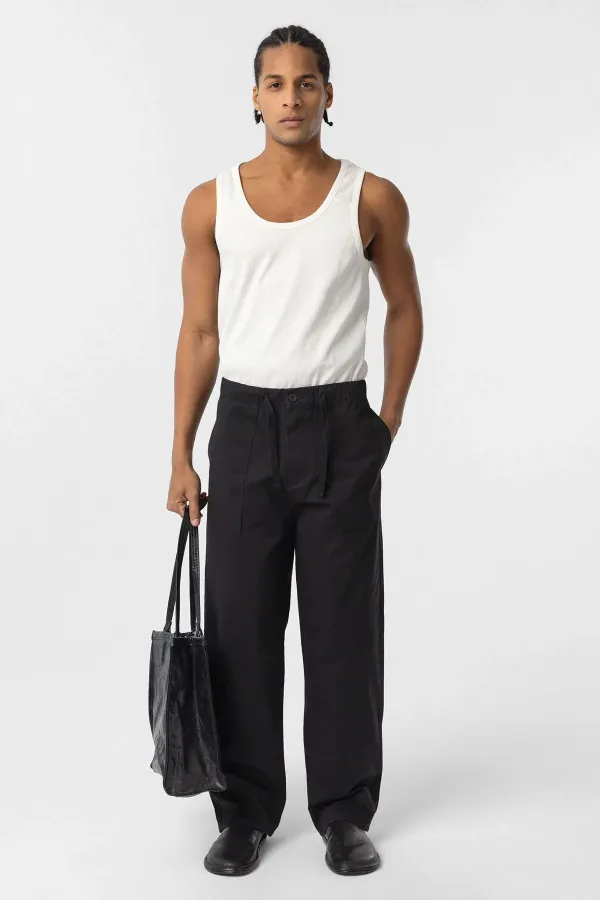 Baggy Fit Gabardine Trousers Black