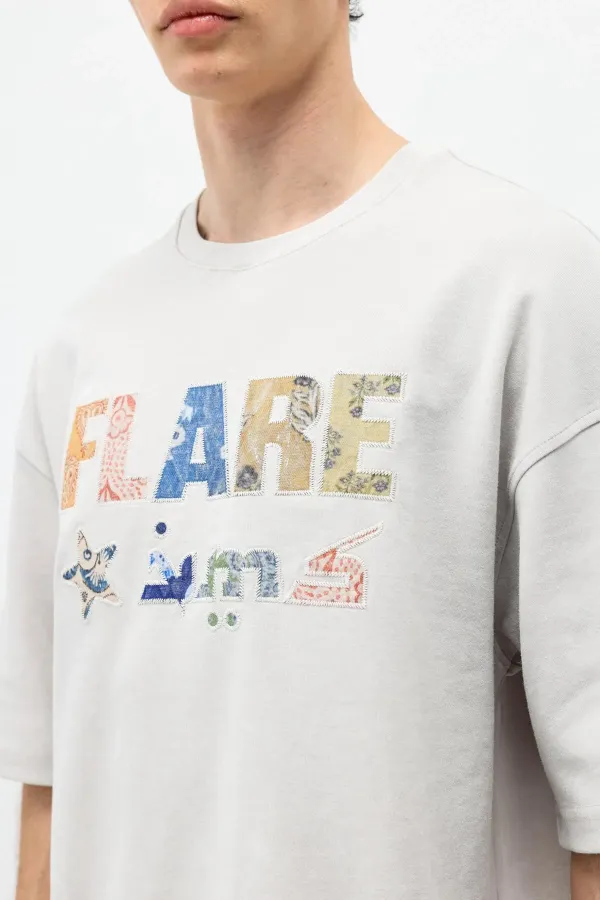 Baskılı Oversize Tişört Ice Grı