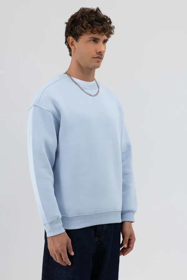 Sweat-shirt basique à col rond oversize bleu ciel