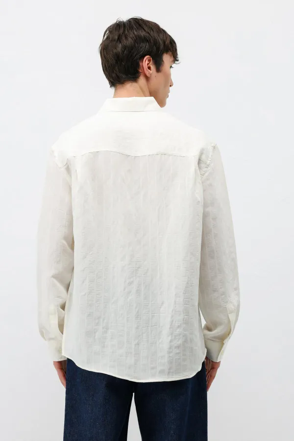 Chemise blanche oversize rayée en modal