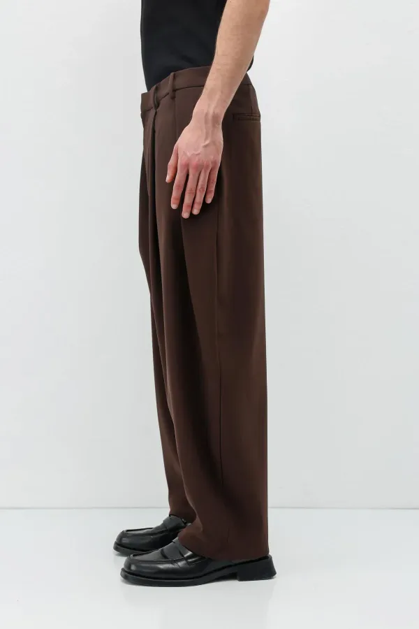 Barrel Fit Tailored Pantolon Kahve