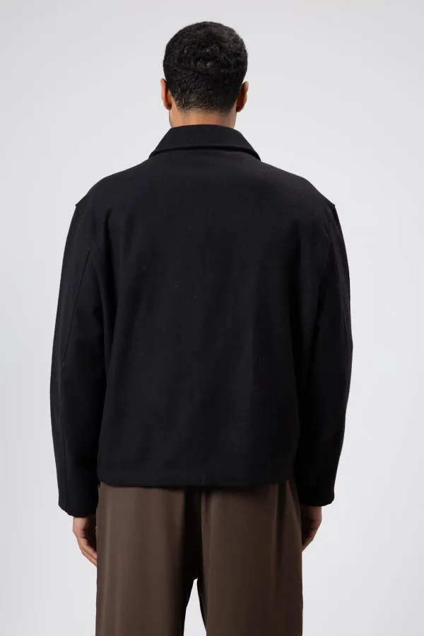 Veste oversize zippée en cachemire, noire