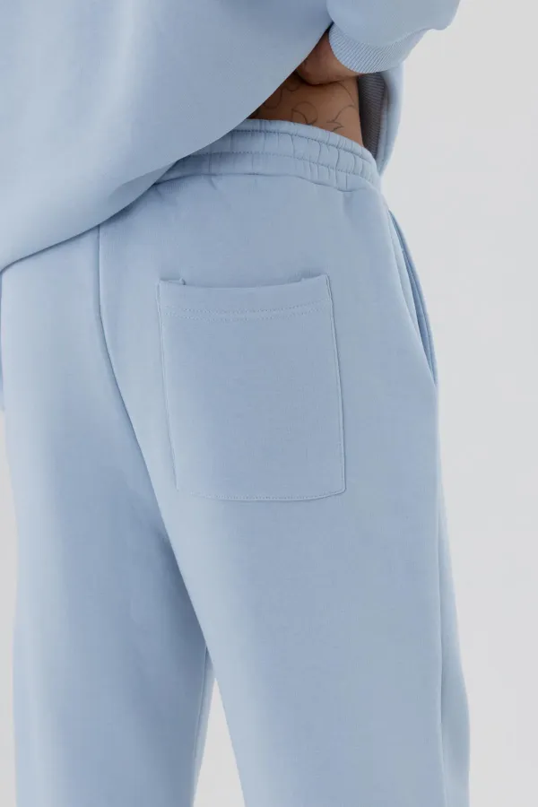 Pantalon de survêtement basique à chevilles élastiquées, bleu clair