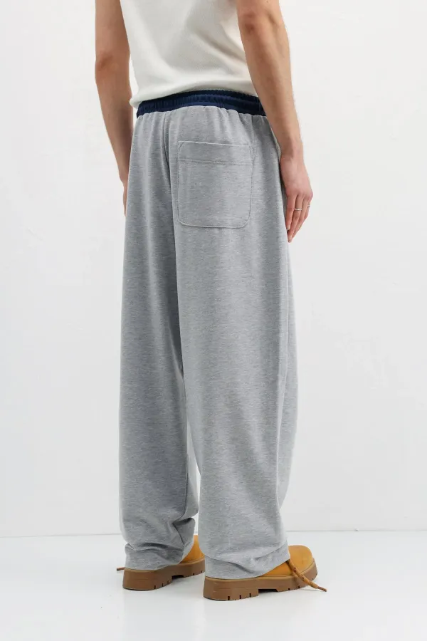 Baggy Fit Eşofman Alt Gri Melanj