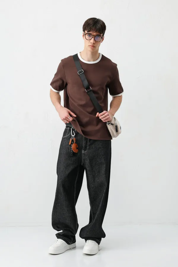 Kısa Kollu Regular Fit Tişört Kahve