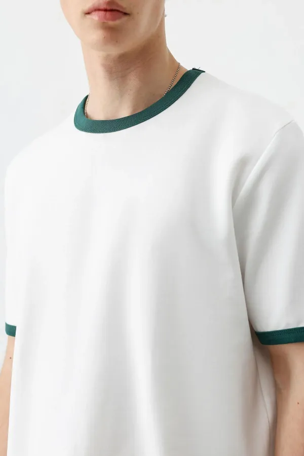 Kısa Kollu Regular Fit Tişört Ekru