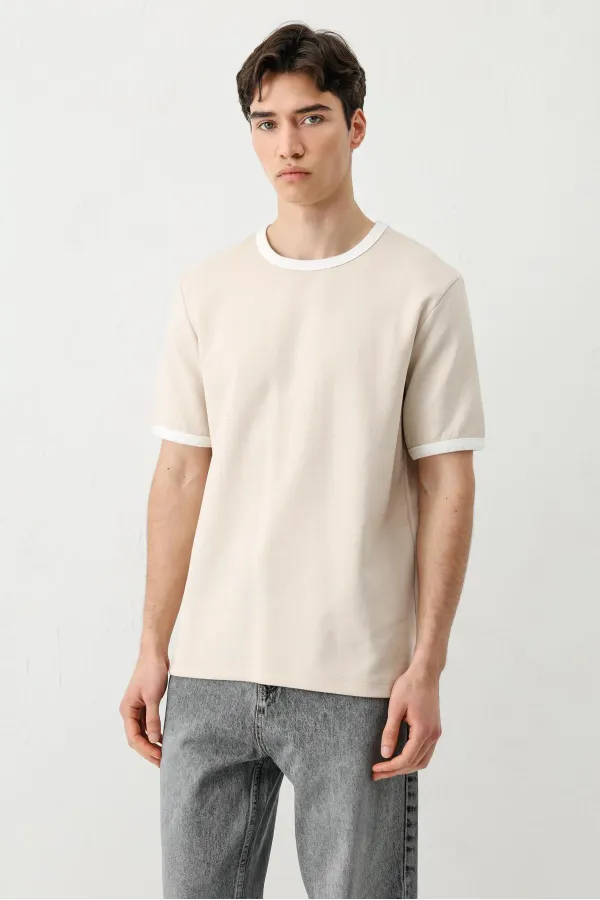 Kısa Kollu Regular Fit Tişört Taş
