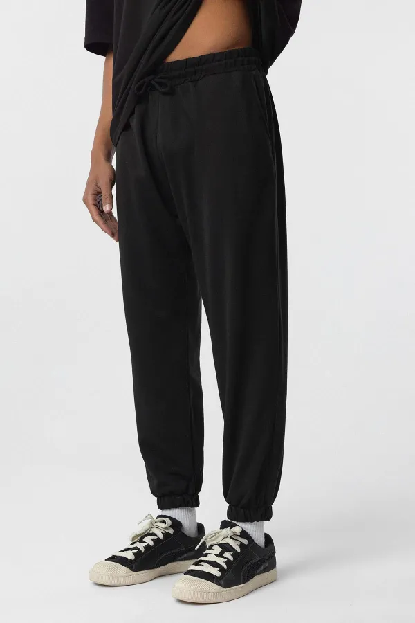 Basic Oversize Paça Lastikli Eşofman Takım Siyah