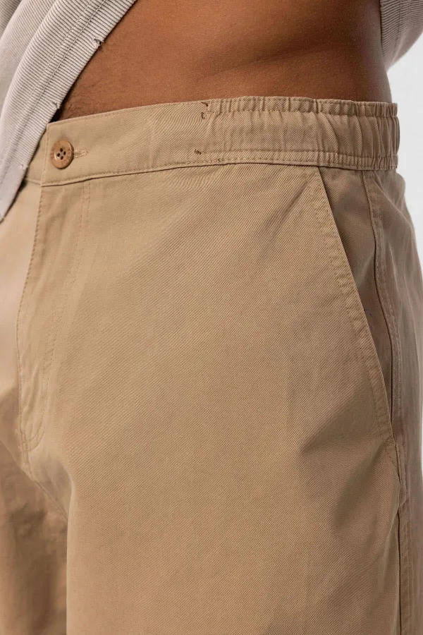 Washed Gabardine Baggy Pants in Tan
