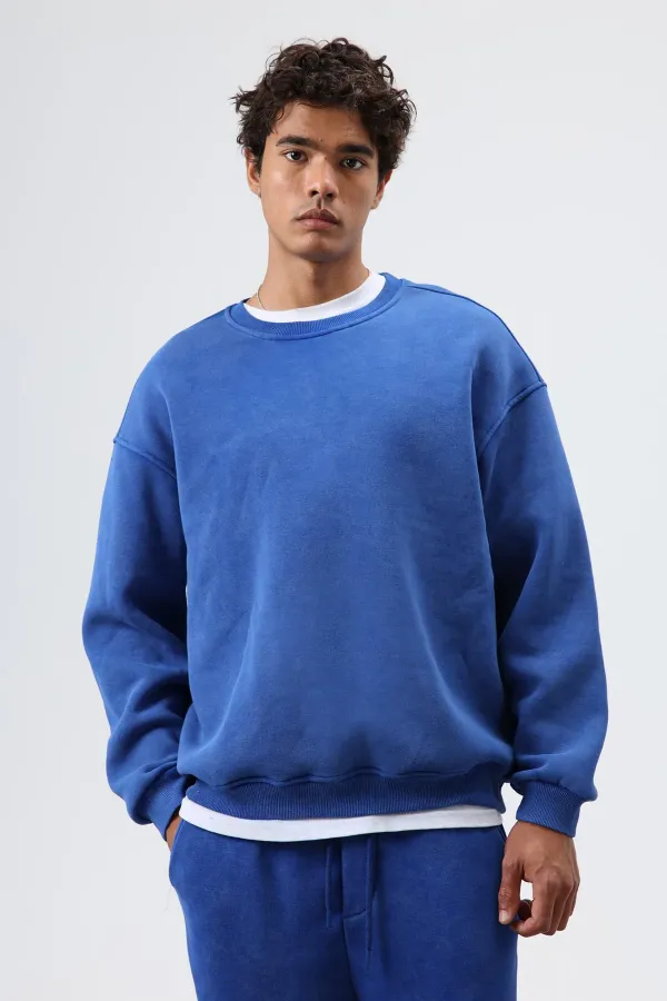 Sweat-shirt basique oversize délavé bleu marine