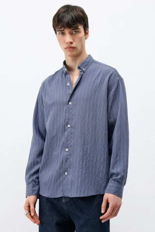 Striped Oversize Shirt Indigo