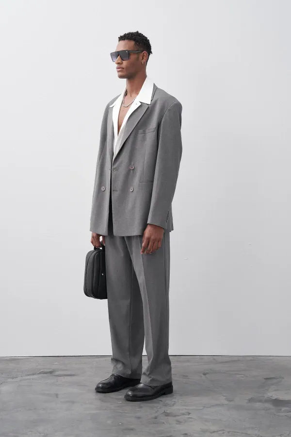 Costume croisé coupe décontractée anthracite