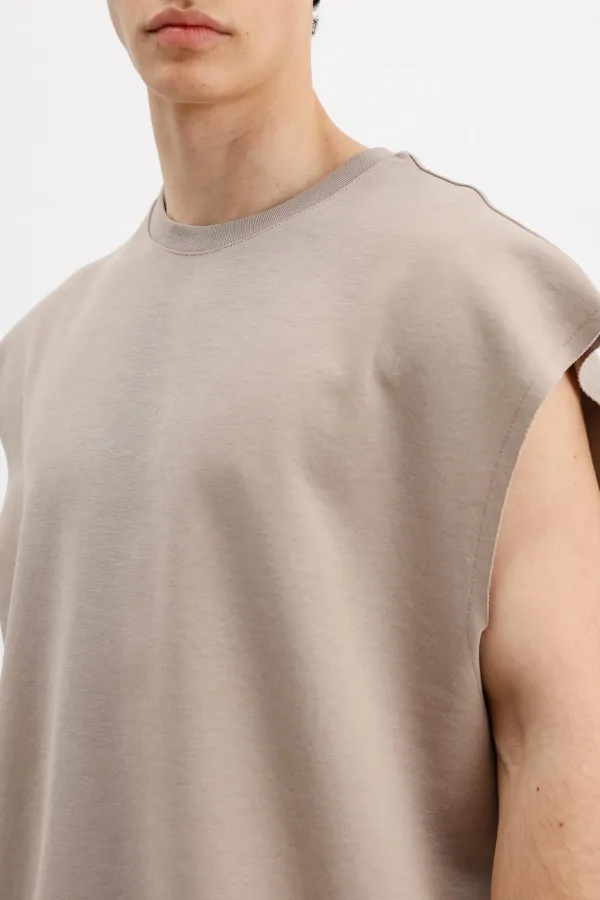 T-shirt basique oversize sans manches, couleur vison