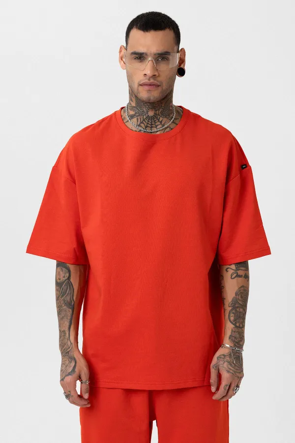 Ensemble de survêtement basique oversize à poignets élastiqués, corail