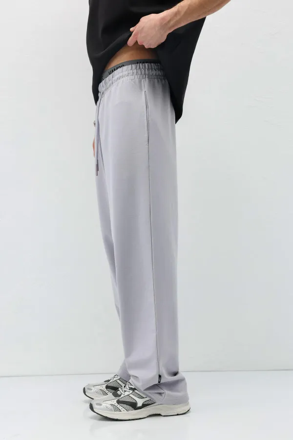 Basic Bel Lastikli  Eşofman Alt Gri Melanj