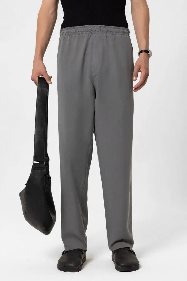Rahat Kalıp Lyocell Kumaş Pantolon Gri