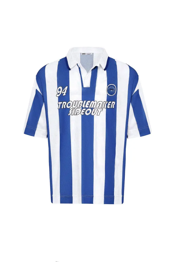 T-shirt oversize à col polo (bleu marine)