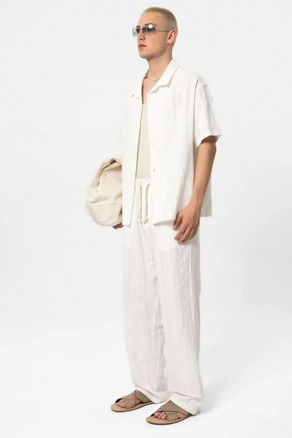 Basic Shirt and Bottom Set in White