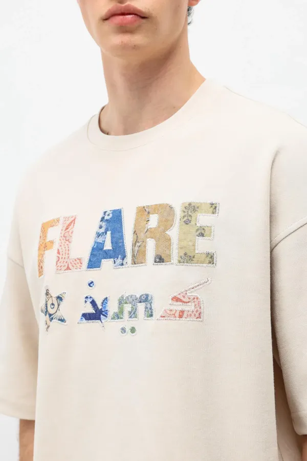 Baskılı Oversize Tişört Taş