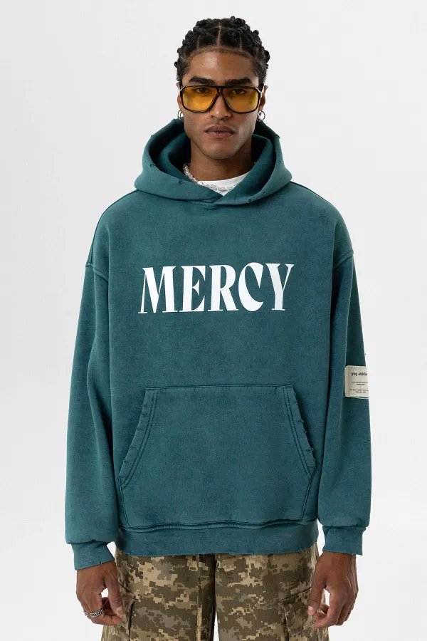 Card Detail Washed Oversize Sweatshirt Petrol