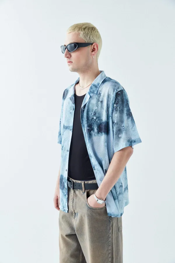 Patterned Corduroy Oversize Shirt Pattern-7