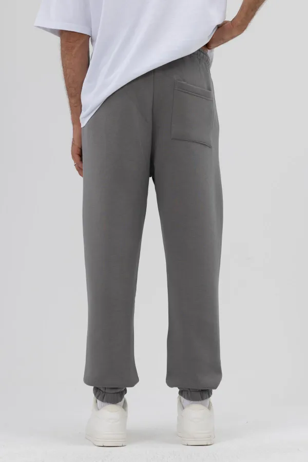 Basic Paça Lastikli Eşofman Alt Füme