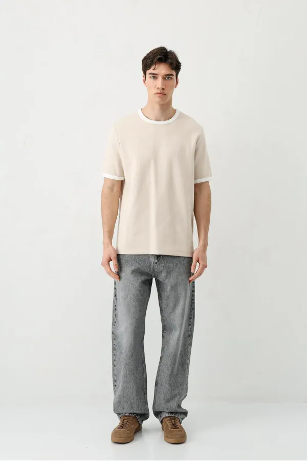 Kısa Kollu Regular Fit Tişört Taş