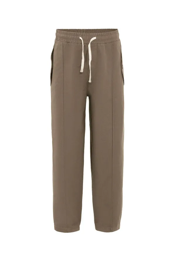 Bağcıklı Baggy Gabardin Pantolon Vizon