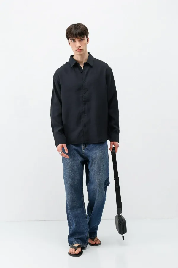 Chemise oversize en modal noir