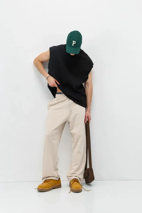 Basic Bel Lastikli  Eşofman Alt Taş