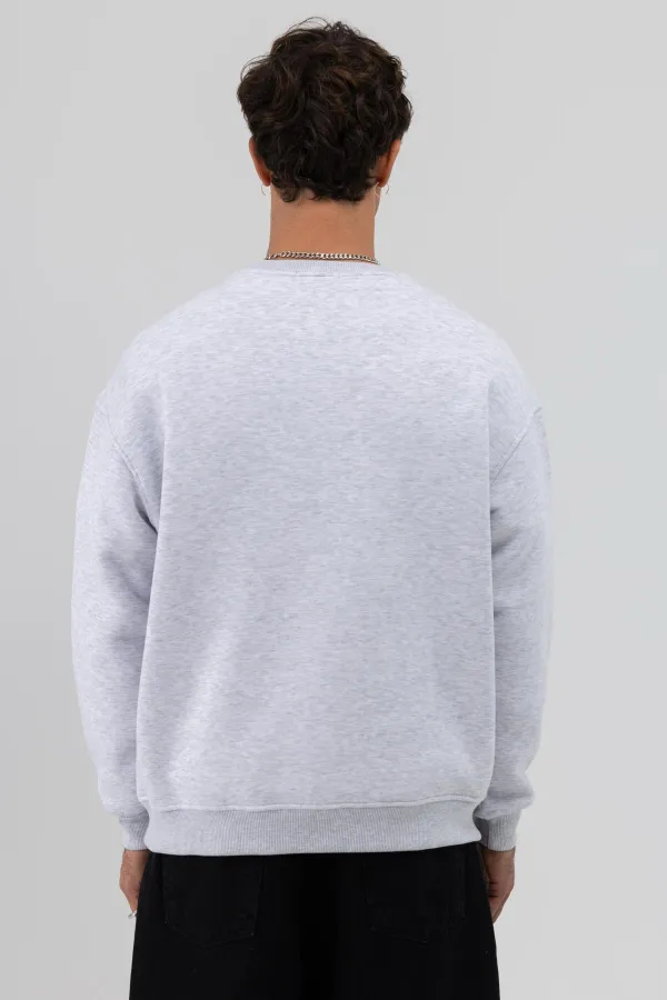 Sweat-shirt basique à col rond oversize chiné