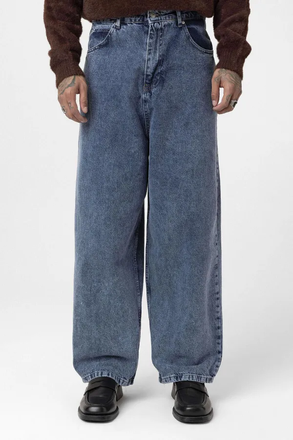 Super Baggy Fıt Jean Mavi Melanj
