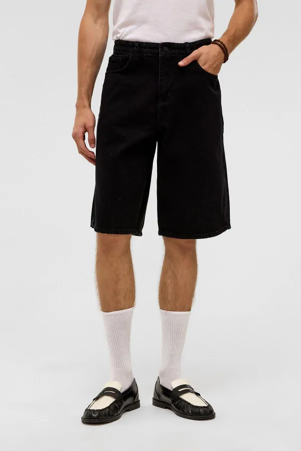 Oversize Bermuda Denim Shorts Black