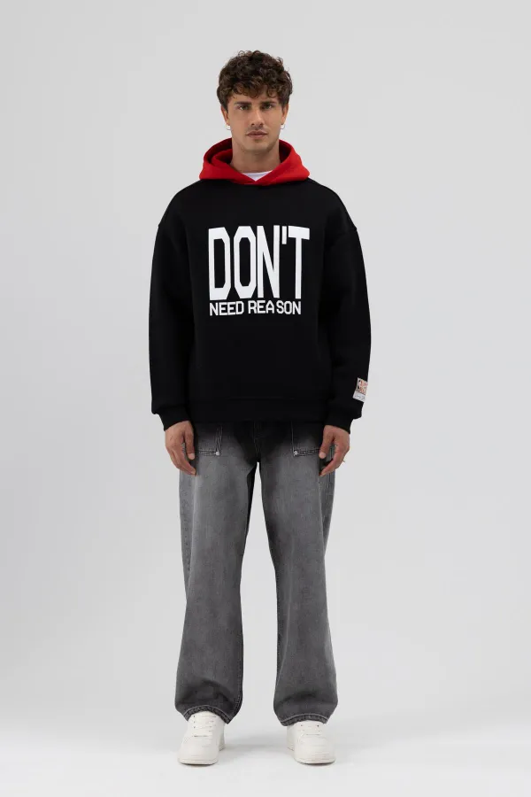 Sweat-shirt oversize noir imprimé bicolore