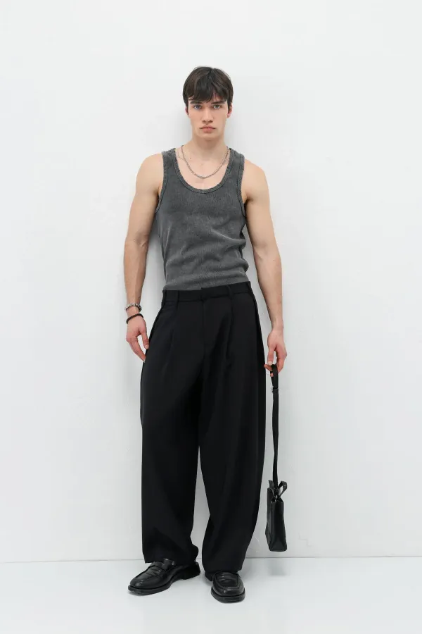 Barrel Fit Tailored Pantolon Siyah