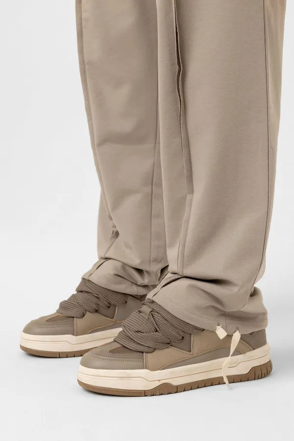 Baskılı Stoper Paça Eşofman Takım Vizon