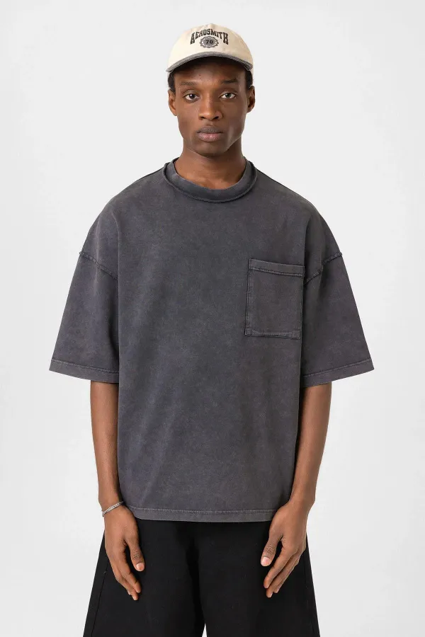 Washed Oversize Pocket T-Shirt Black Washed Oversize Pocket T-Shirt Black