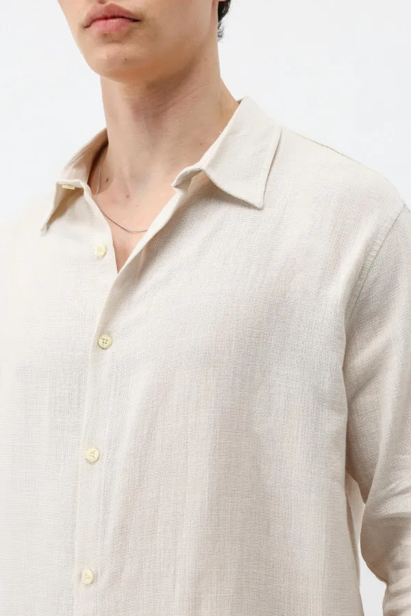 Uzun Kollu Basic Oversize Gömlek Bej