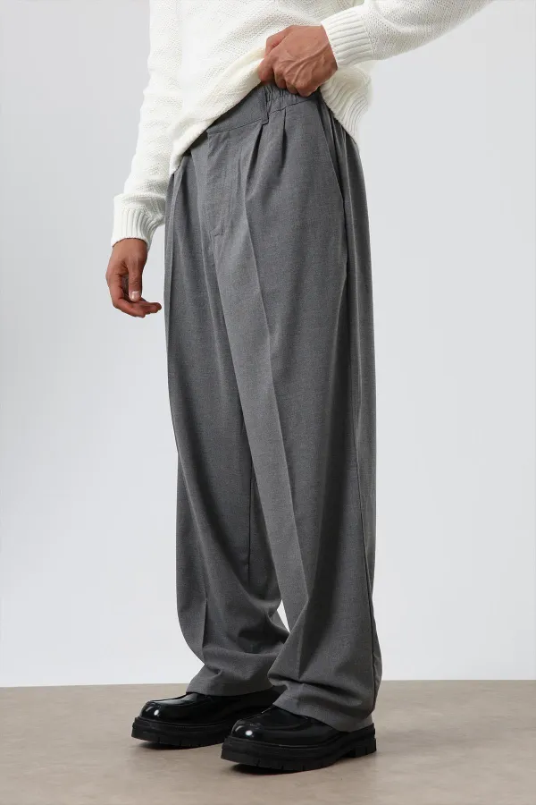 Baggy Fit Fabric Trousers Anthracite