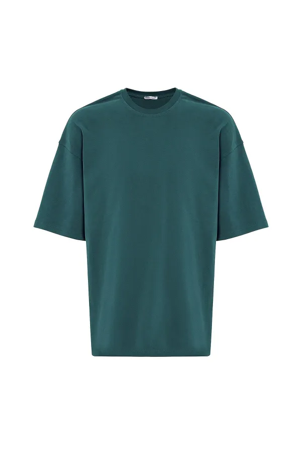 Basic Oversize Crew Neck T-Shirt Petrol