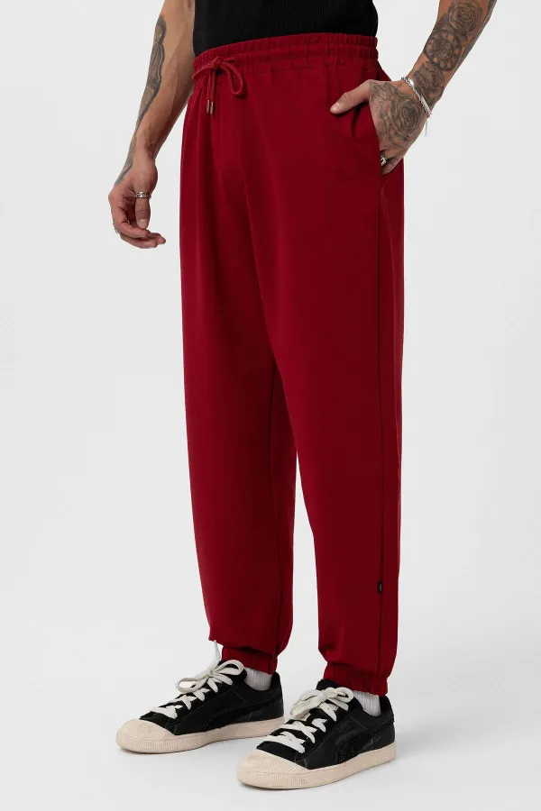 Paça Lastikli Basic Oversize Eşofman Takımı Bordo