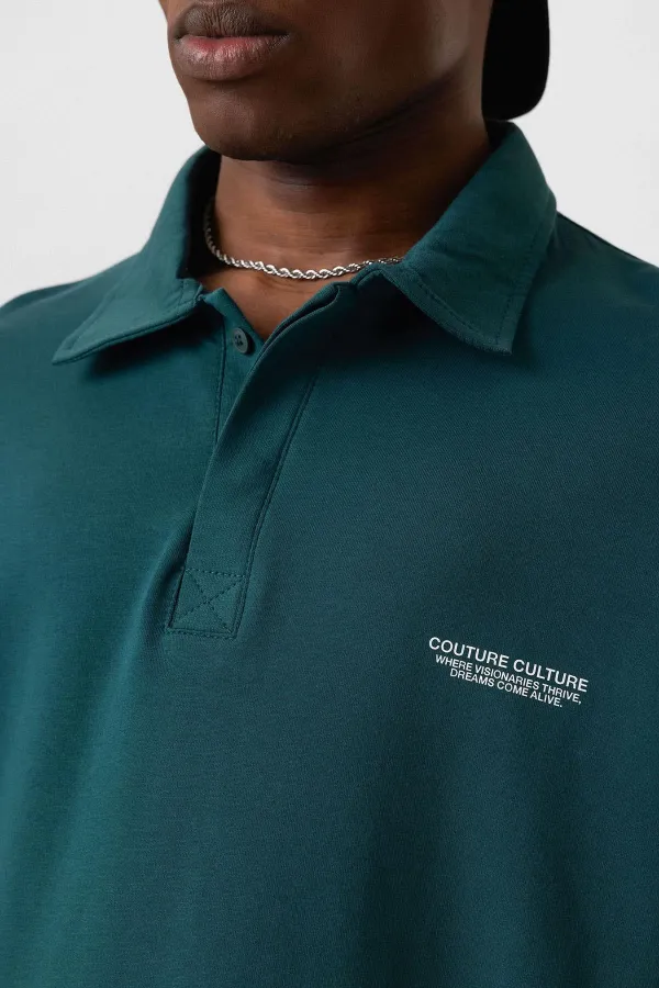 T-shirt oversize à col polo, couleur pétrole