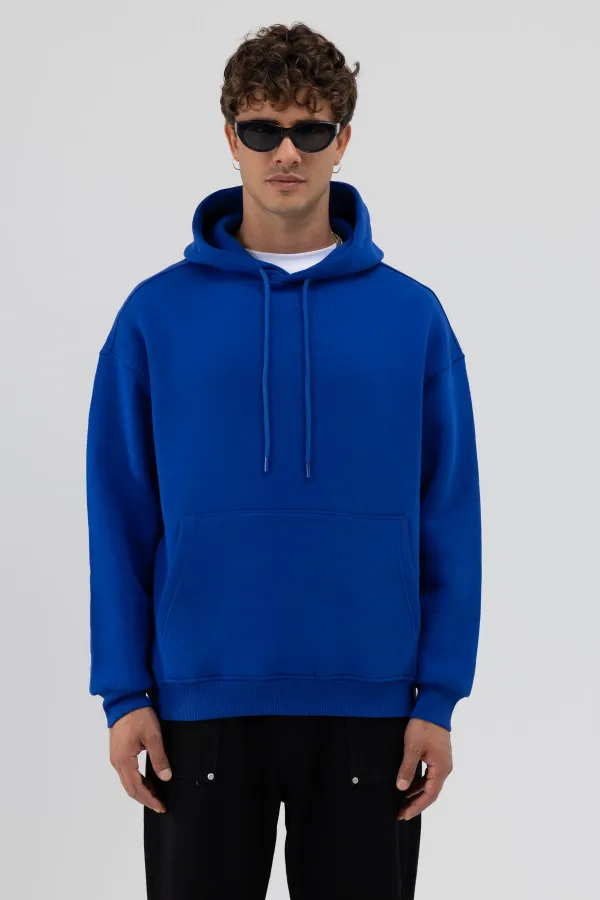 Sweat à capuche oversize basique bleu marine