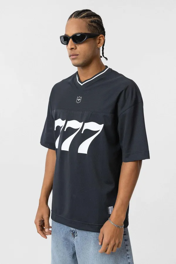 Oversize V Yaka Forma Tişört Füme
