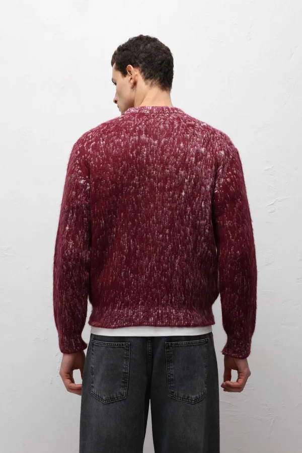 Soft Textured Oversize Knit Sweater Burgundy